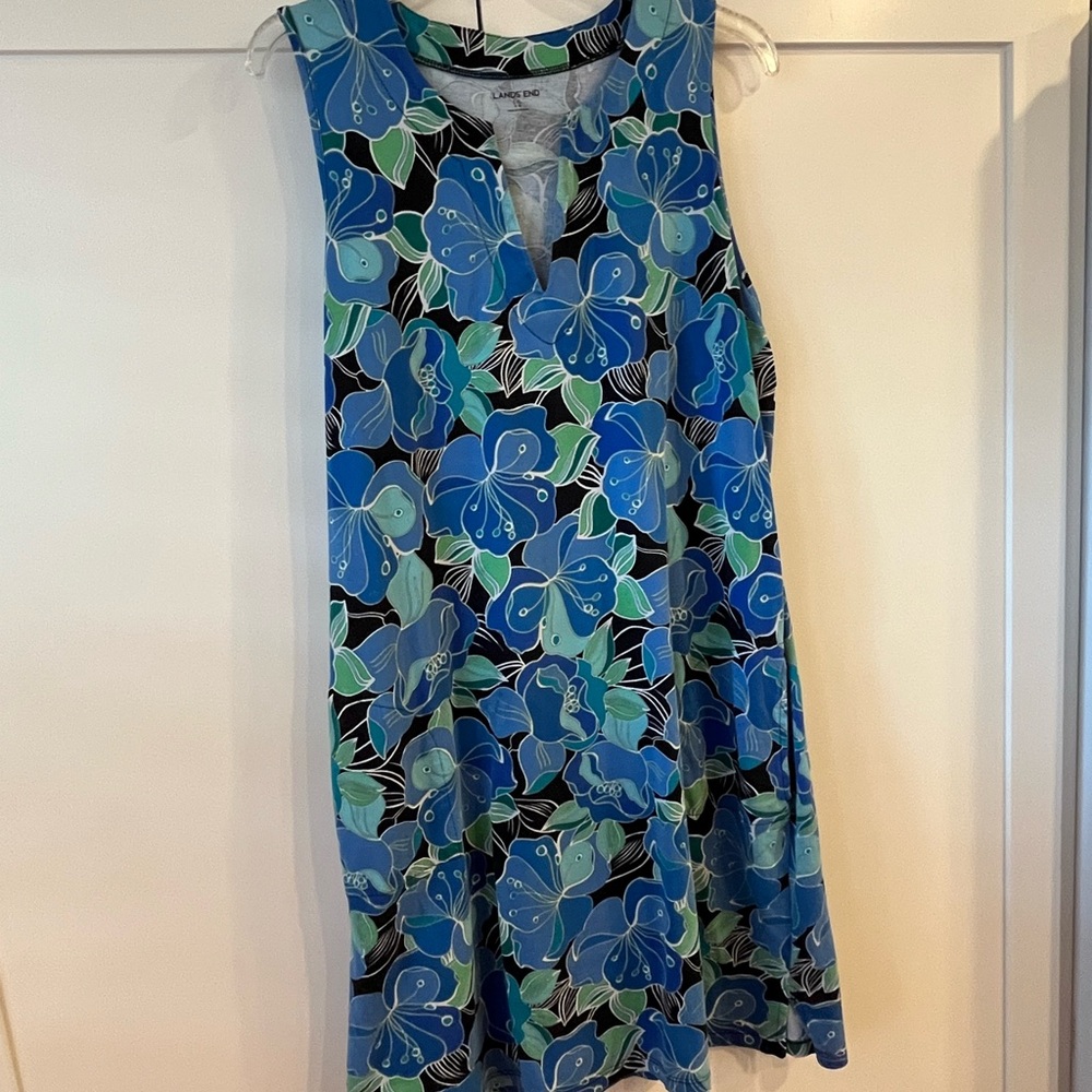 Lands' End Multicolor Floral Popover Knit Dress